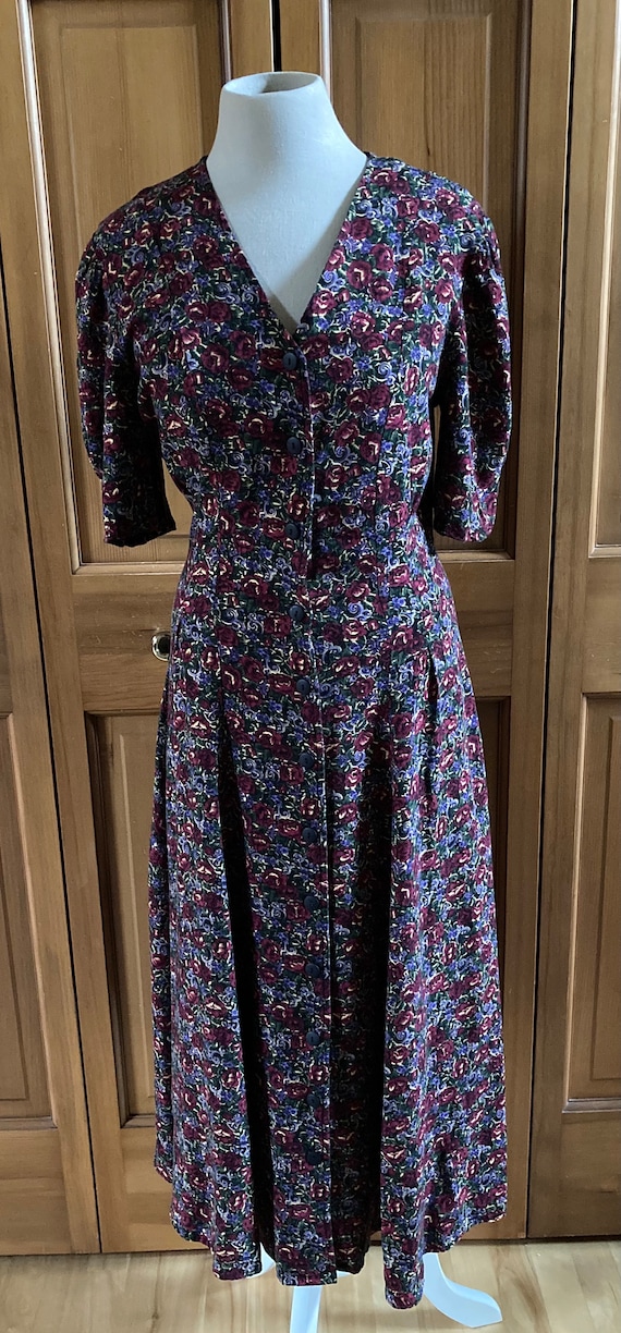 1990s Ulterior Motives Lush Dark Floral Dress