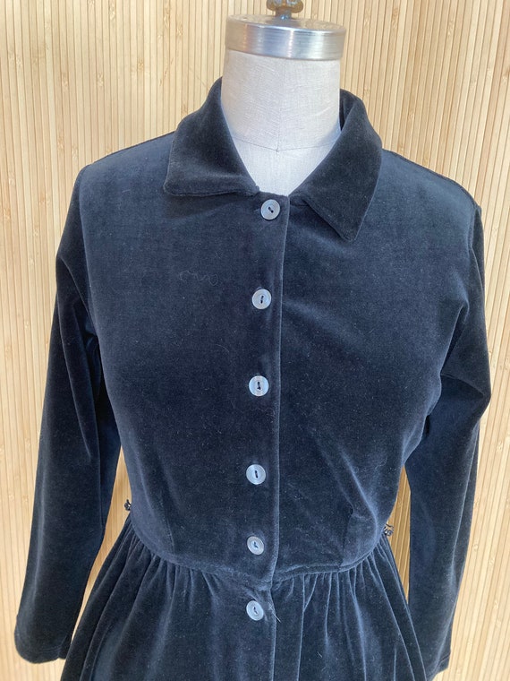 1980s Lizsport Black Velour Dress - image 3