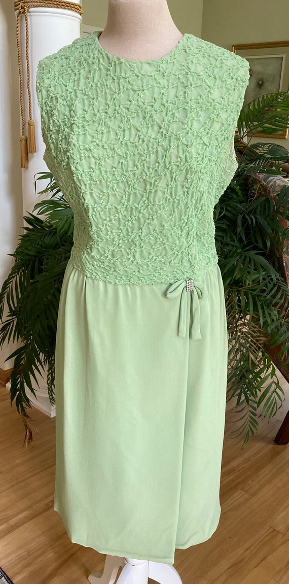 1960s Apple Green Cocktail Dress