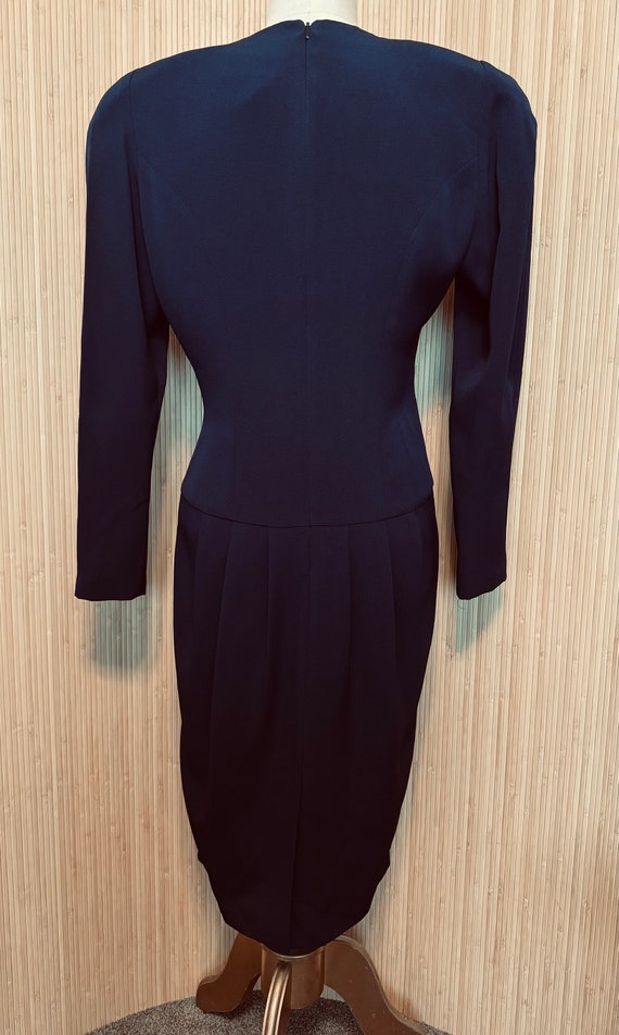 1980s Daymor Navy Satin Flounce Dress - image 6