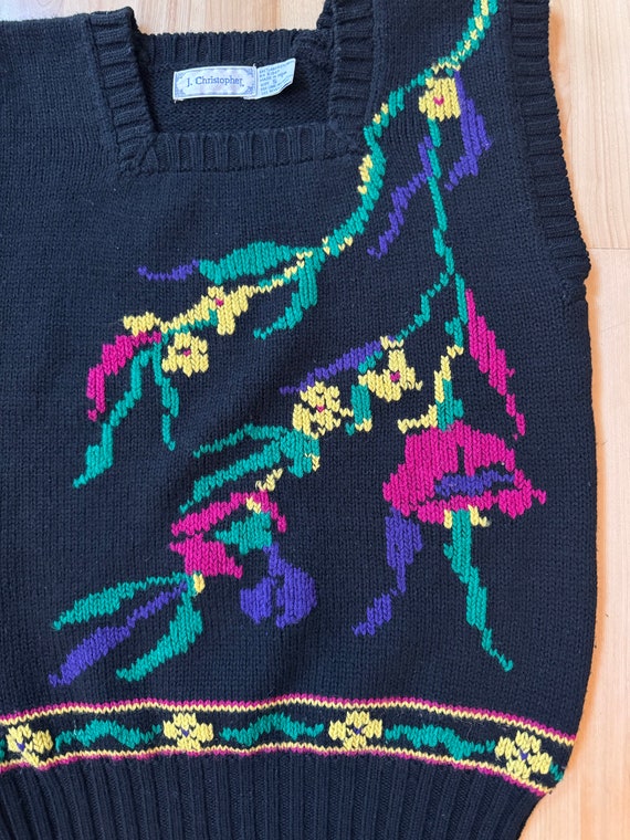 80s J. Christopher oversized Floral Knit Vest - image 2