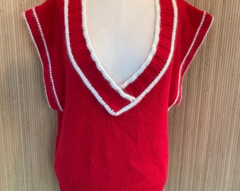 1980s LA Lady Oversized Red Sweater Vest