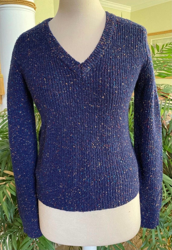 Cecily Esprit 70s/80s Confetti Yarn V Neck Sweater