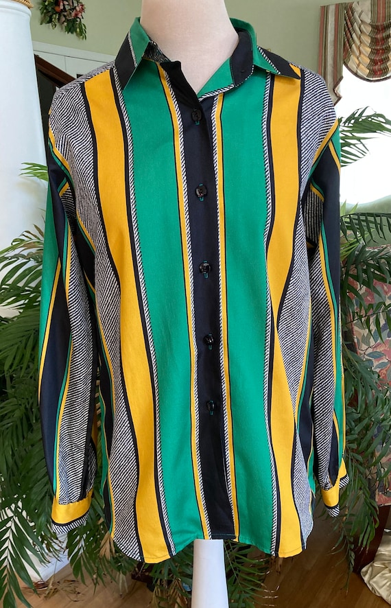 1970s Jo Hardin Bold Striped Blouse