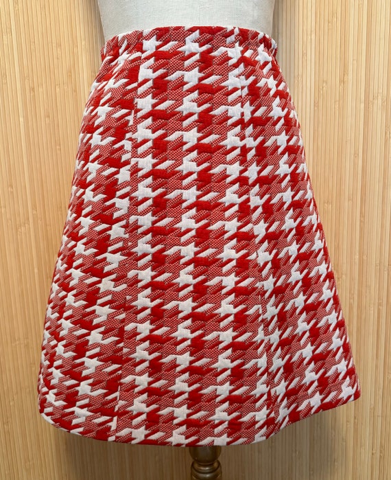 70s A-Line Red Herringbone Skirt