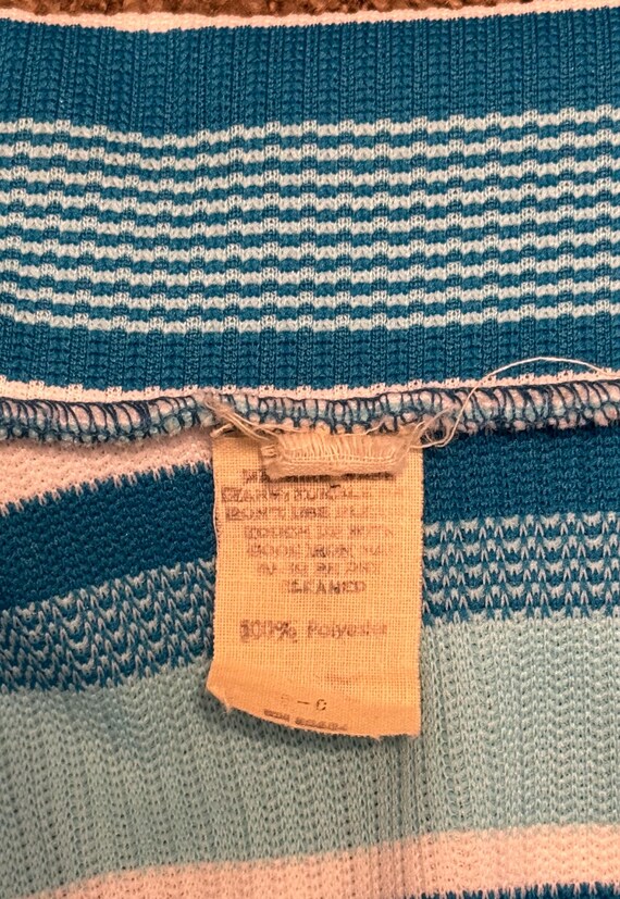 70s Striped Polyester Knit Button Front Short Sle… - image 7