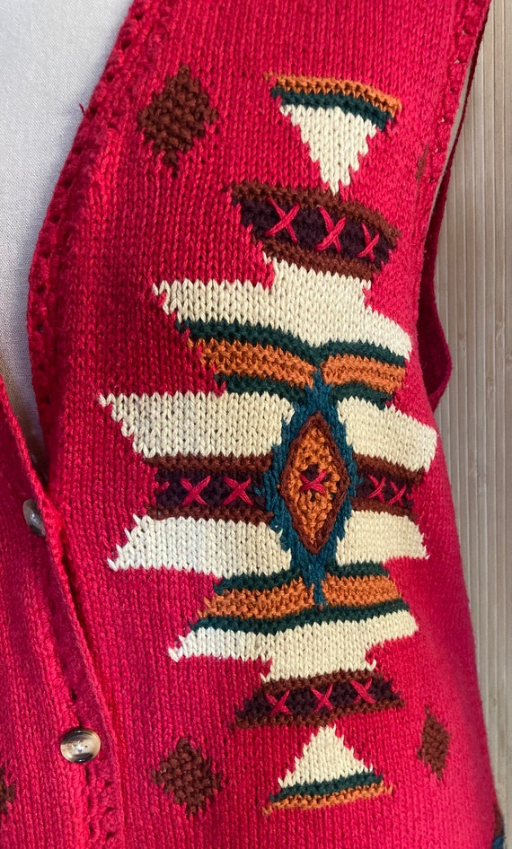 Knitting Needles Southwestern Patterned Sweater V… - image 5