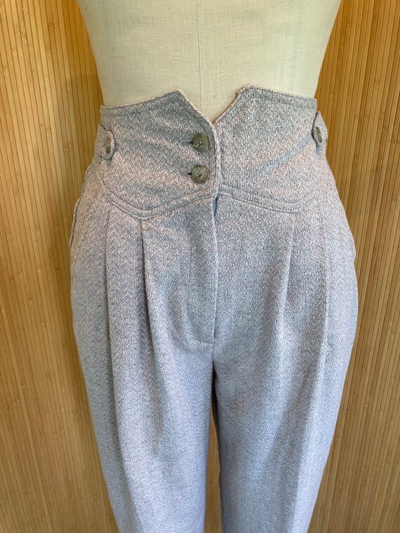 1980s Sparks Light Gray Pleat Front Pants - image 2