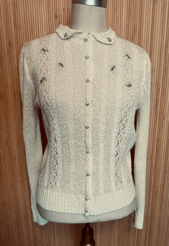 1970s Pierre Cardin Lacy Knit Cardigan