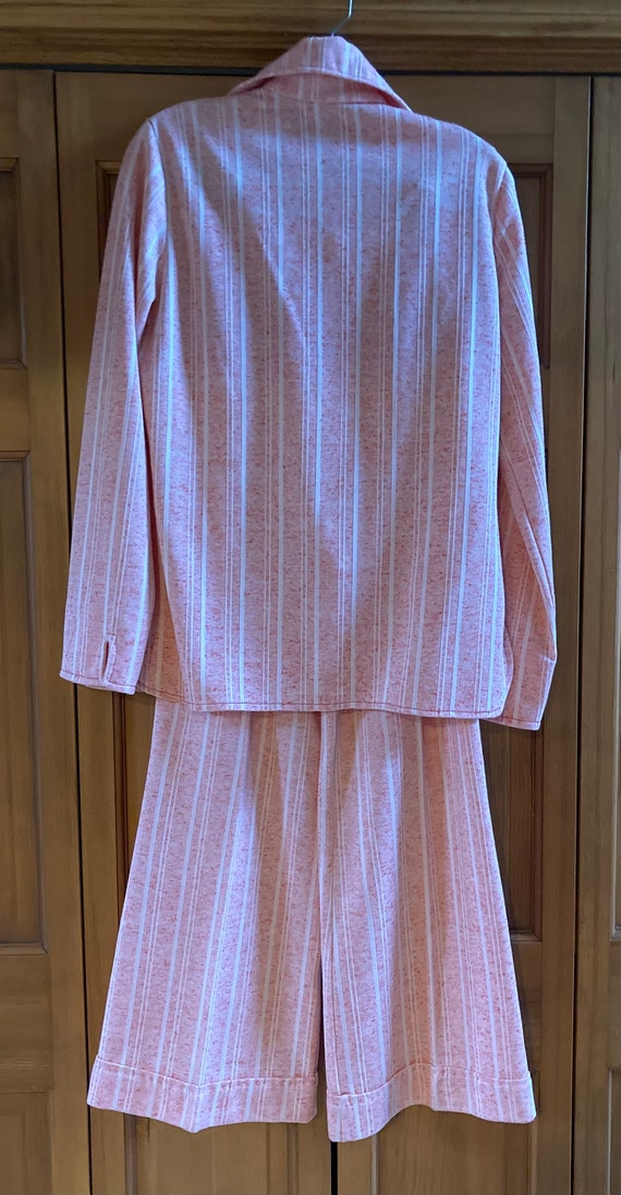 1970s Coral Striped Pantsuit - image 3