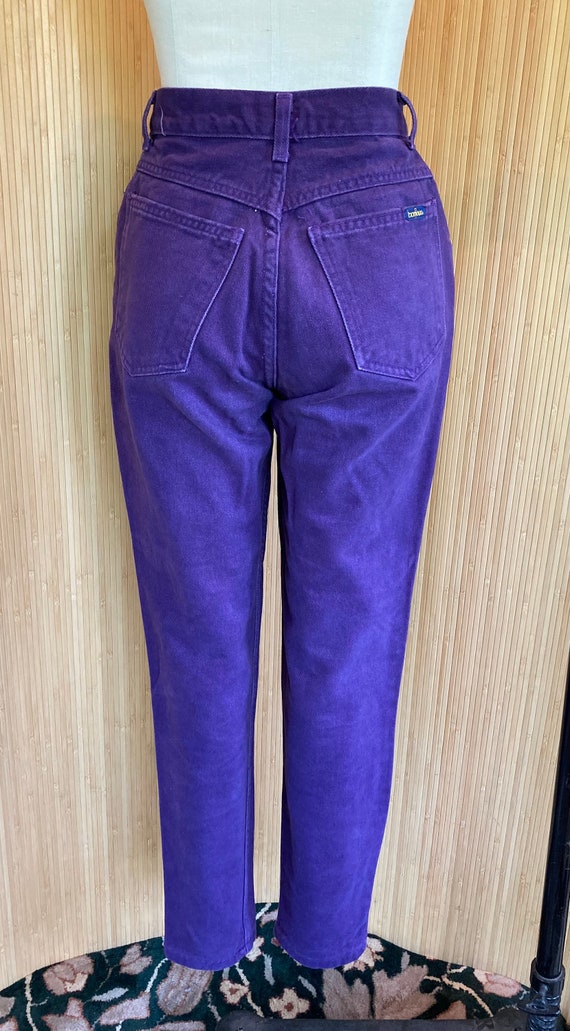 1980s/1990s Bonjour Purple Button Fly Tapered Leg… - image 3