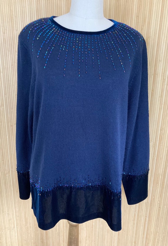 Alfred Dunner Beaded Top With Velvet Trim