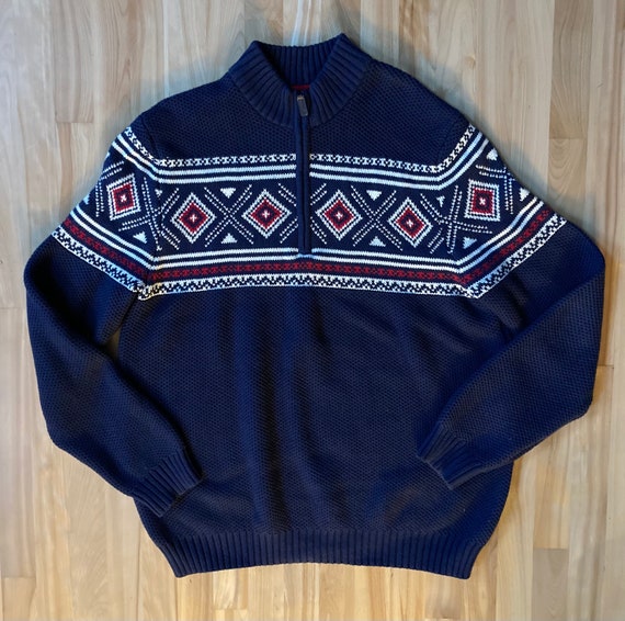 Izod Quarter Zip Fair Isle Sweater - image 1