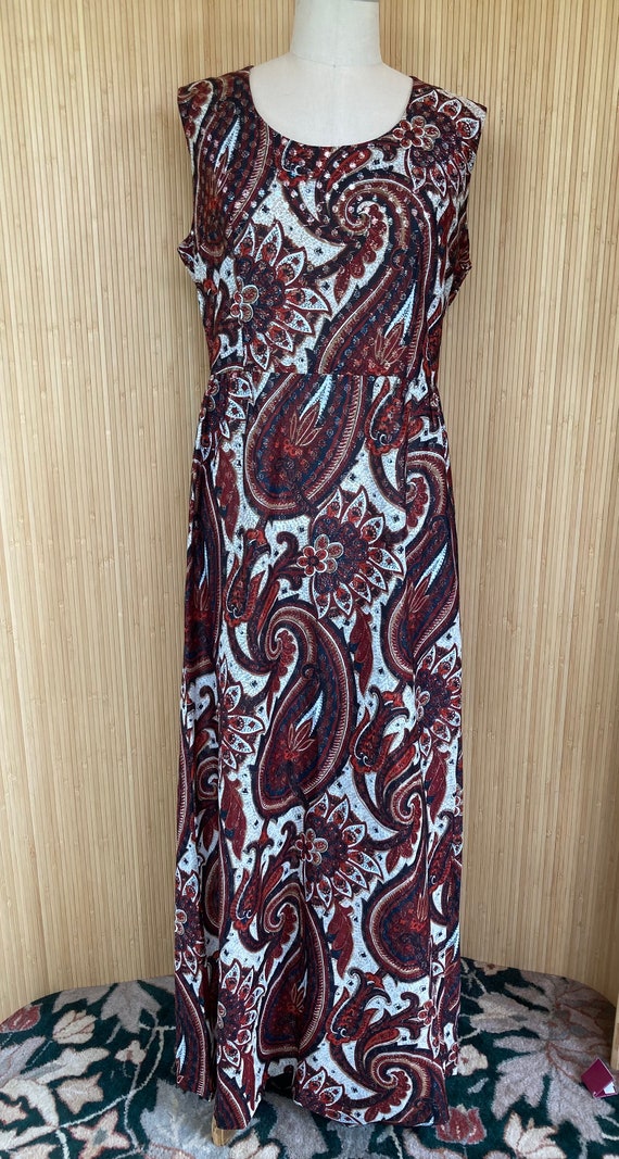 1970s Parkshire Metallic Paisley Maxi Dress