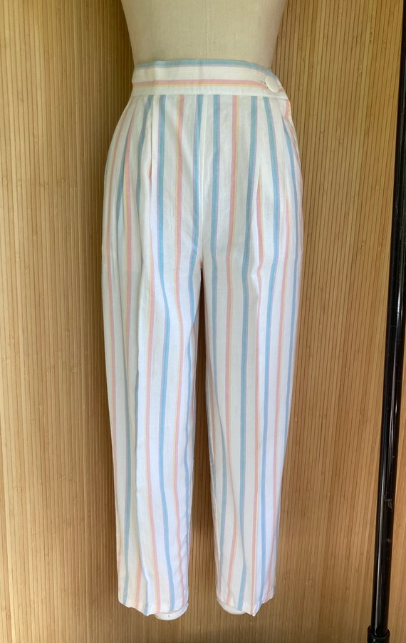 1980s Counterpart Pastel Striped High Rise Pleat F