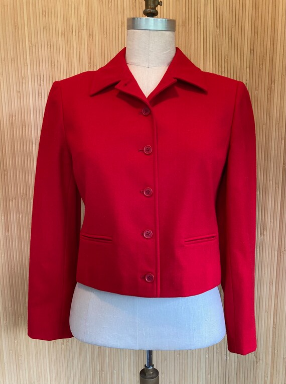 Vintage Red Pendleton Cropped Blazer