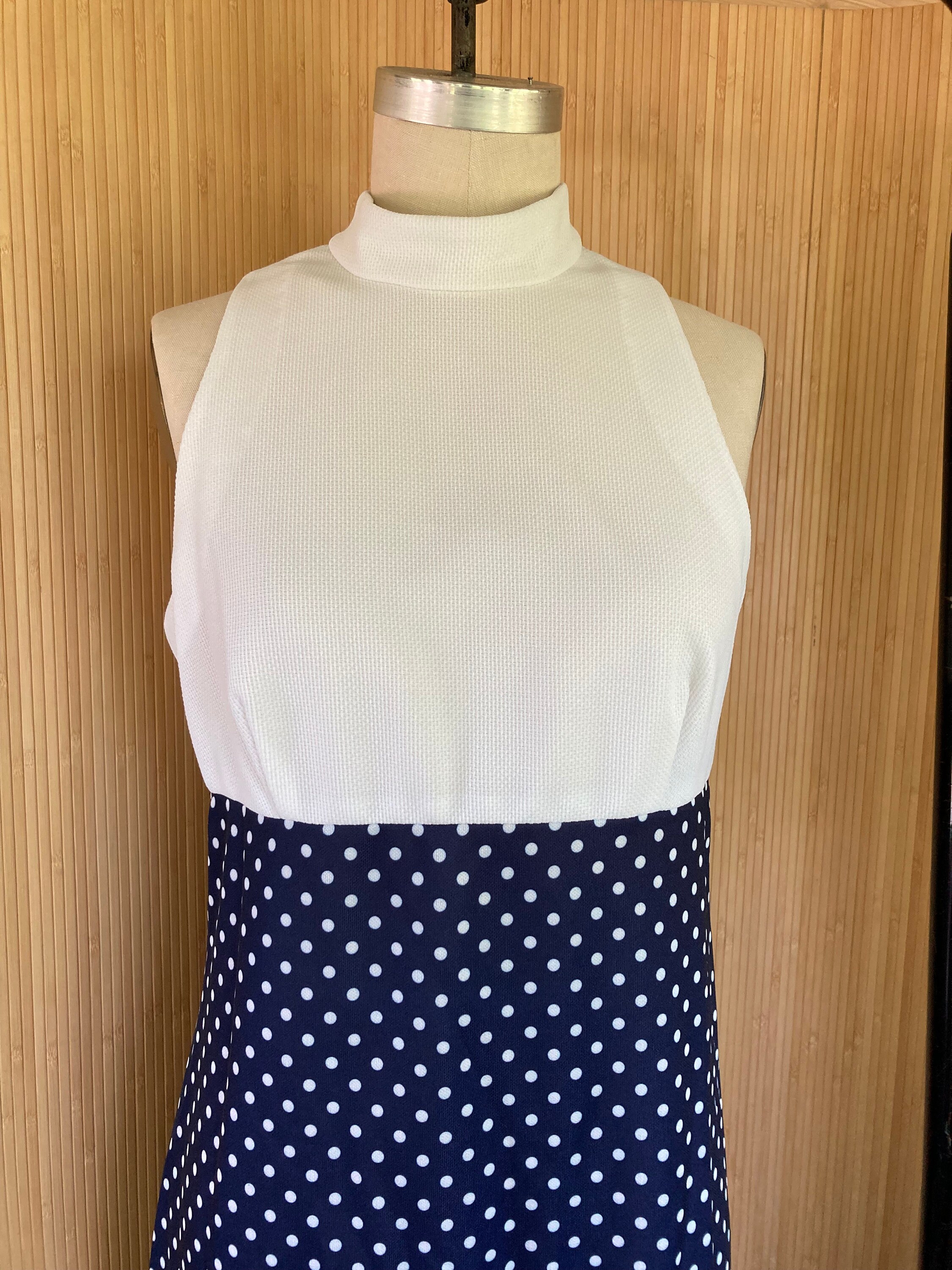 70's Floral Polka Dot Neck Tie Dress