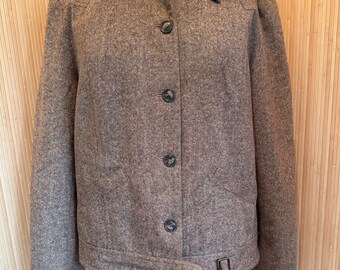 80s Boiled Wool Jacket, Austrian Wool Cardigan, Oktoberfest