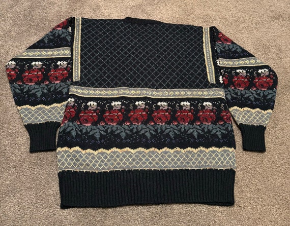 80s The Import Workshop Rose Pattern Pullover Swe… - image 3