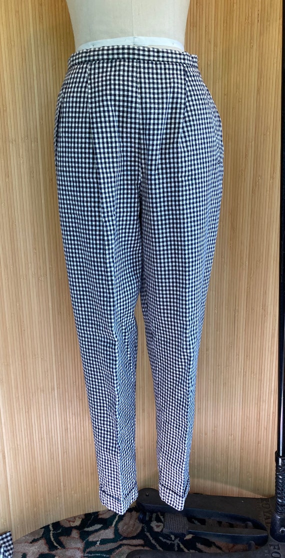 Vintage 1980'S Check Pattern Wide Leg Slacks, Men's Size W32 unclear gray type Vintage Second Hand