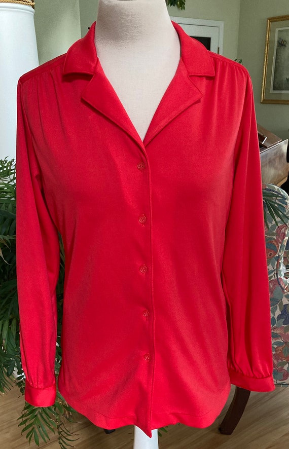 1970s Classic Sassy Red Blouse