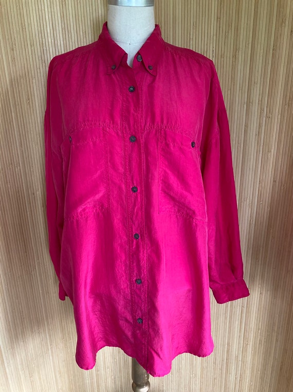 Vintage Forenza Oversized Silk Fuchsia Shirt