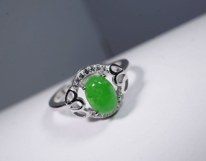 Green Jade Ring Natural Emerald Jade Ring Full Sterling Etsy