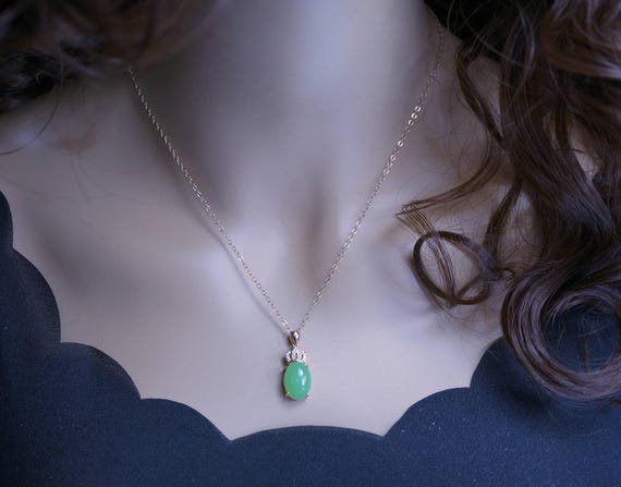 Super High Quality Hetian Jade Jewelry Emerald Jade Necklace Fine Jade Choker Green Stone Necklace Sterling Silver Crown Pendant