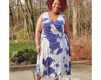 Marsha Wrap Dress PDF Sewing Pattern Wrap Dress, Corssover, Breastfeeding Friendly, Maternity Option, Plus Size, Maxi Dress, Mini Dress