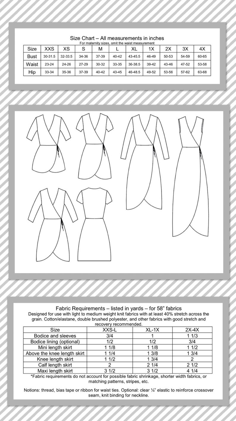 Marsha Wrap Dress PDF Sewing Pattern Wrap Dress, Corssover, Breastfeeding Friendly, Maternity Option, Plus Size, Maxi Dress, Mini Dress image 2