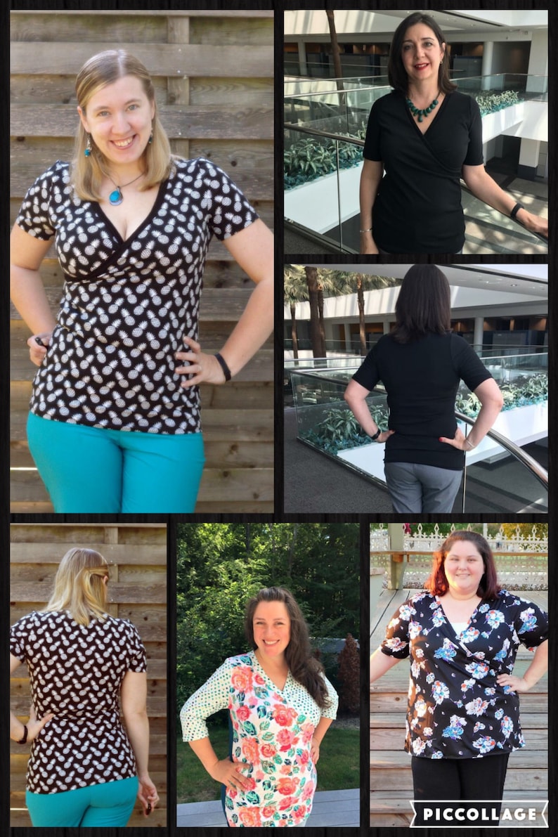 Embrace Tee PDF Sewing Pattern Crossover Front Tee Pattern Surplice Front Tee Nursing Tank Breastfeeding Tunic Plus Size Rad Patterns image 2