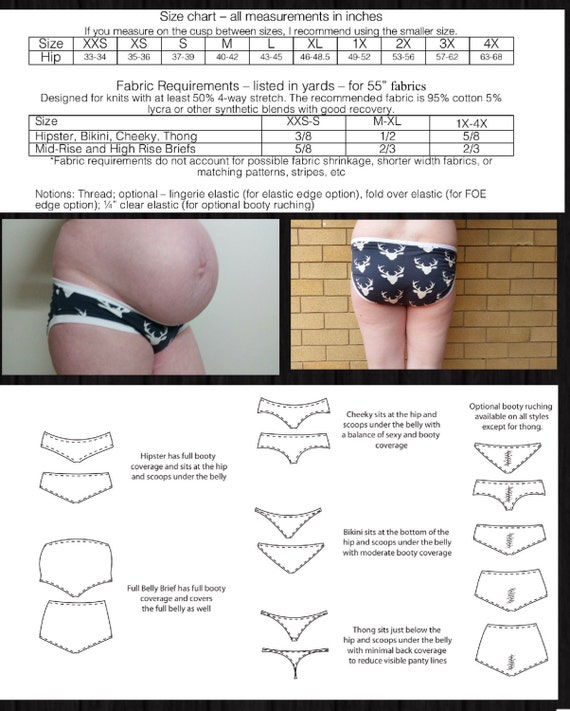 Maternity Lucky Undies PDF Sewing Pattern, Underwear Pattern, Panty  Pattern, Hipster Pattern, Brief Pattern, Thong Pattern, Bikini, Cheeky 