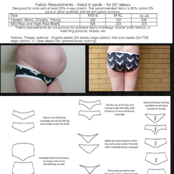 Maternity Lucky Undies PDF Sewing Pattern, Underwear Pattern, Panty Pattern, Hipster Pattern, Brief Pattern, Thong Pattern, Bikini, Cheeky