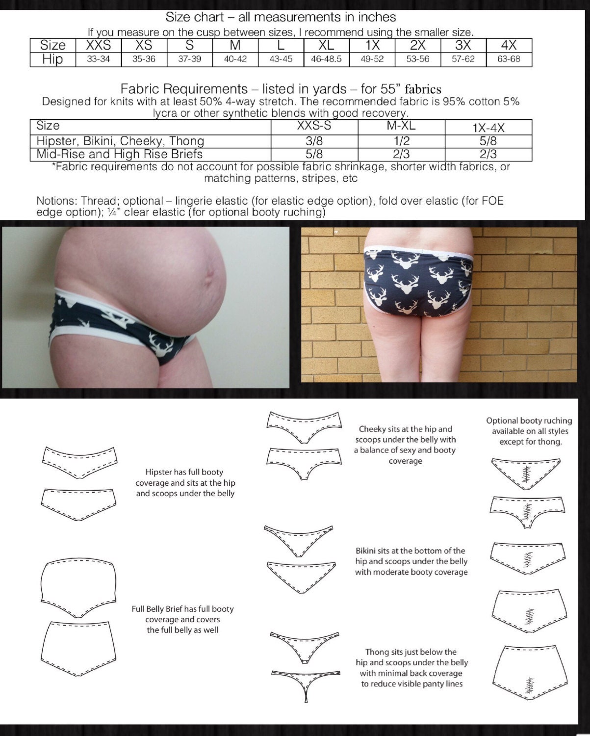 Maternity Lucky Undies PDF Sewing Pattern, Underwear Pattern, Panty Pattern,  Hipster Pattern, Brief Pattern, Thong Pattern, Bikini, Cheeky -  Canada