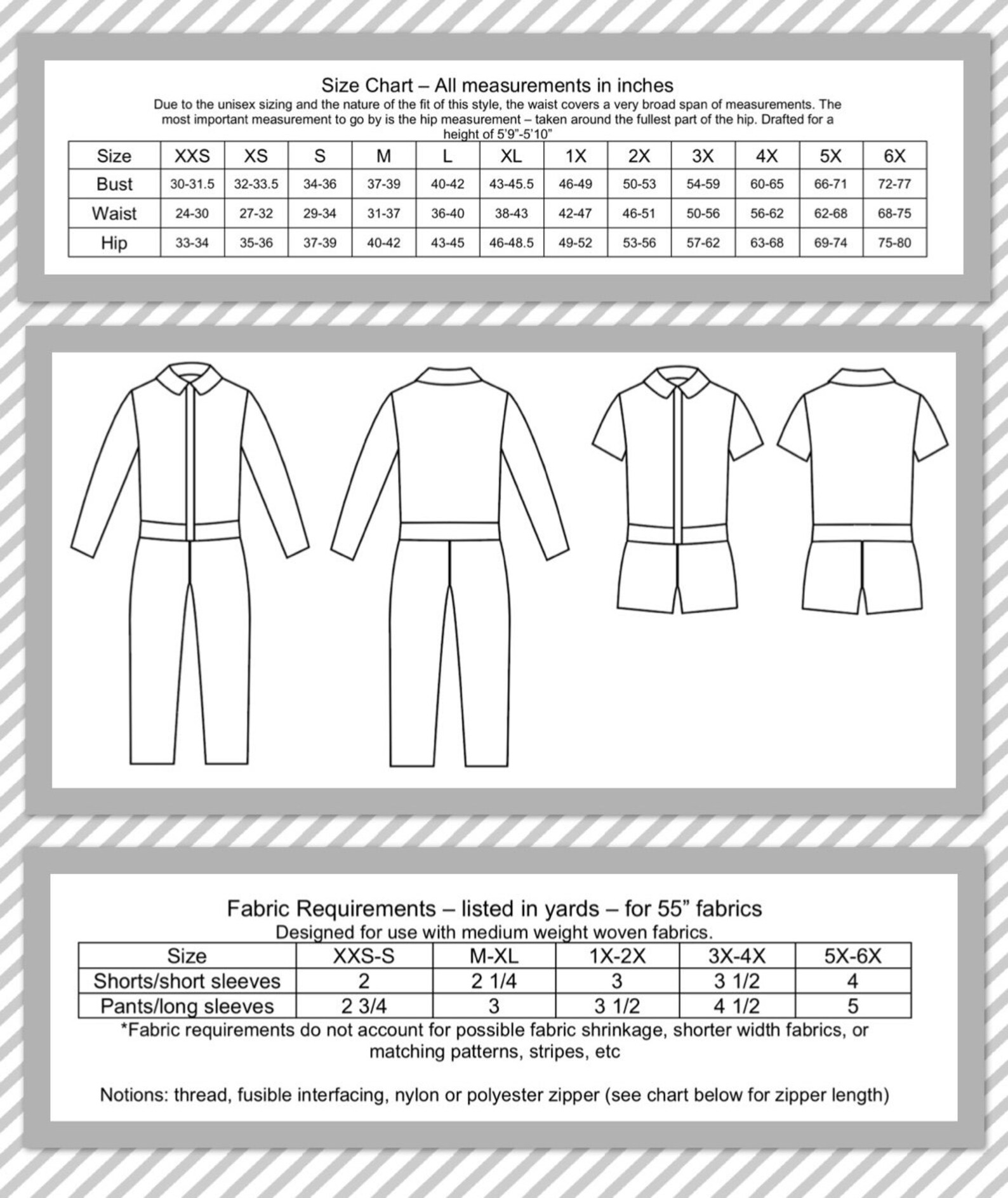 Adult Unisex Woven Jumpsuit PDF Sewing Pattern | Etsy