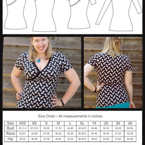 Embrace Tee PDF Sewing Pattern Crossover Front Tee Pattern Surplice Front Tee Nursing Tank Breastfeeding Tunic Plus Size Rad Patterns image 4