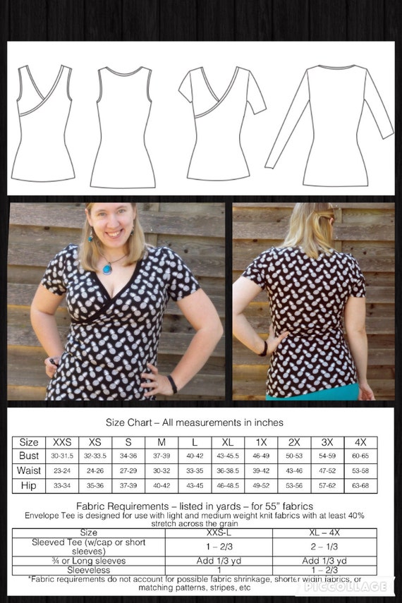 Embrace Tee PDF Sewing Pattern Crossover Front Tee Pattern Surplice Front  Tee Nursing Tank Breastfeeding Tunic Plus Size Rad Patterns 