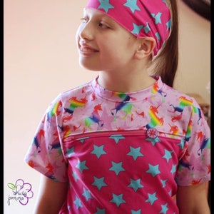 PDF Sewing Pattern, Kid&#39;s Mokena Shirt Pattern, Accessible Patterns, Tee, Front Opening, Sleeve Opening, Feeding Tube, Chest Port