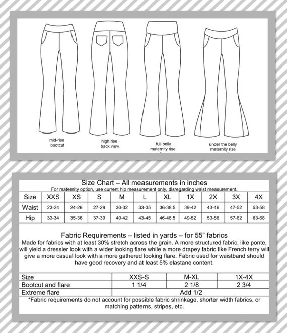 Marsha's Flared Pants and Capris Sizes XS to 5X Adults PDF Pattern