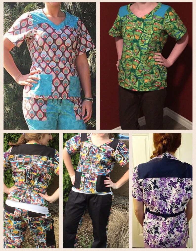 Scrub Top PDF Sewing Pattern Medical Scrubs Dental Scrubs Etsy
