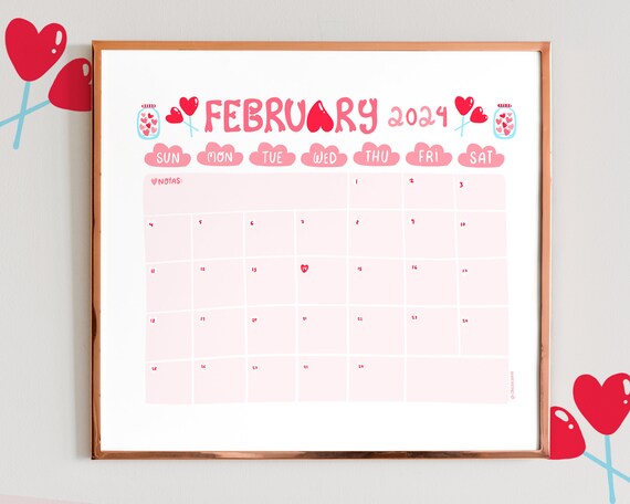 FEBRUARY 2024 Calendar Printable, Valentines Monthly Calendar, Month  Calendar, Spanish and English Version instant Download - Etsy