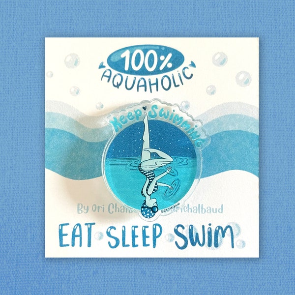 Acrylic pin Synchronized Swimming Girl, Pool Girl Swimmer transparent pin, Synchronized Swimming Retro button, Artistic Swimming