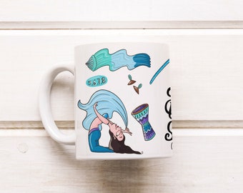 Bellydance Coffee Mug. Belly dancer coffee lover. Gift for Bellydancer. Oriental Dance. Tribal dance mug coffee. Exotic Dance Cup