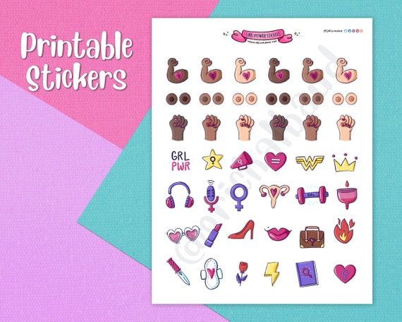 Girl Power Printable Sticker Empowered Woman Boss Girl | Etsy