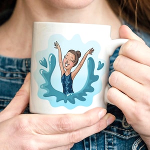 Tasse fille nageuse synchronisée, nageuse artistique personnalisée, tasse de café, nageuse synchronisée personnalisée, nage artistique avec votre nom.
