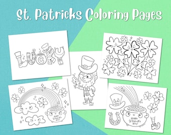 St Patricks Coloring Page for Kids. Leprechaun Printable Coloring sheets. Lucky. Good Luck printable page - Digital File