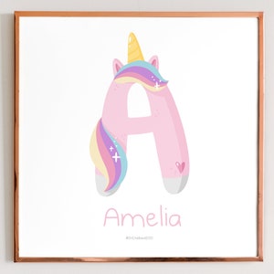 Letra Unicornio Archivo Digital. ABC unicornio, Decoración cuarto niña, Decoración arcoíris bebé, Monograma - Solo Archivo Digital