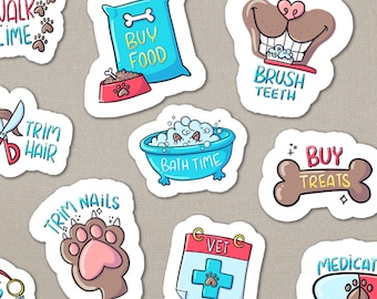 Dog Care Planner Printable Stickers. Puppy Services Journal Digital. Sticker Print at home. Instant Download