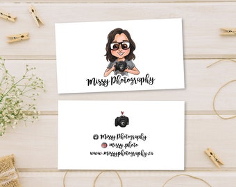 Custom Business Cards. Portrait Business Cards. Custom Cartoon Stationery -Digital File Only-