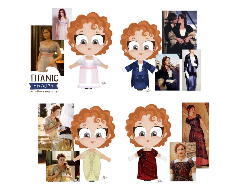 Rose Titanic Paper Doll All Movie Dresses. Dress up Doll. Etsy